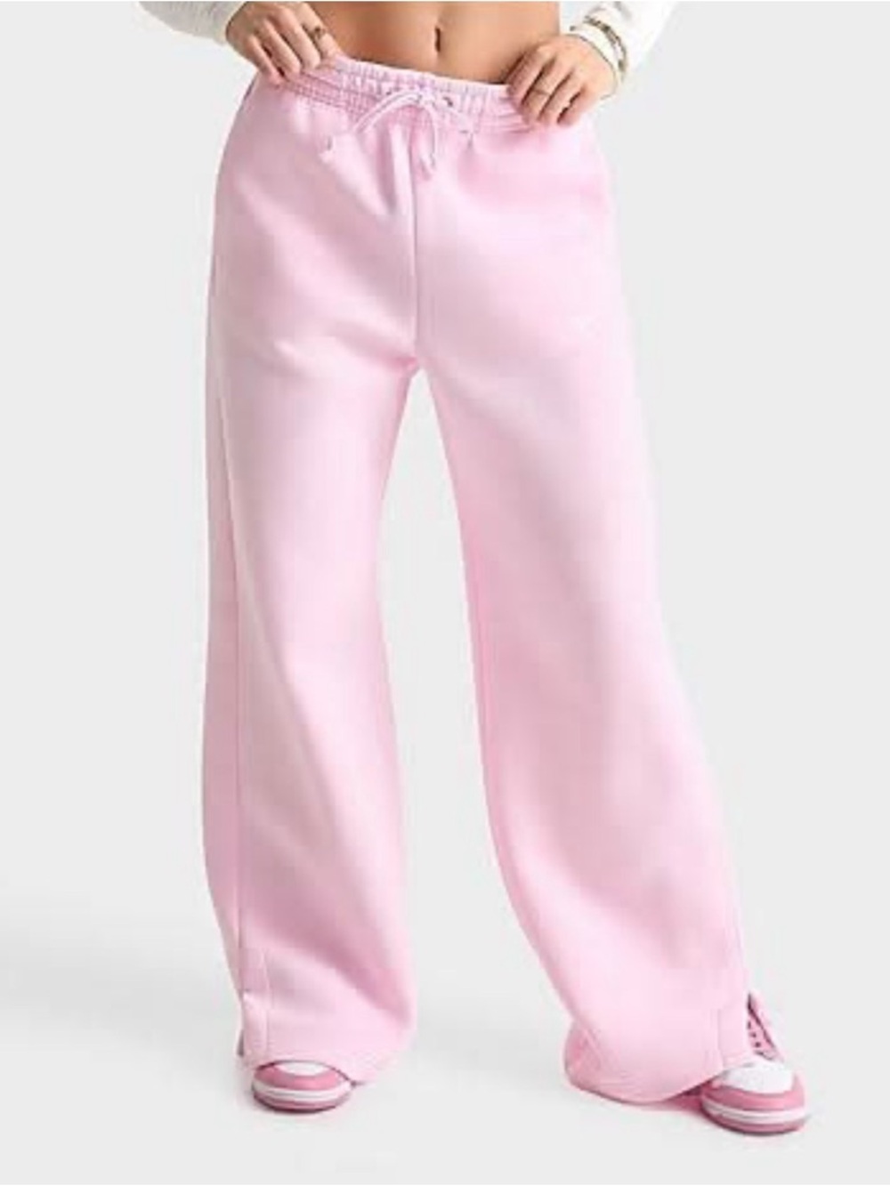 Pink Wide-Leg Fleece Sweatpants Women Size M